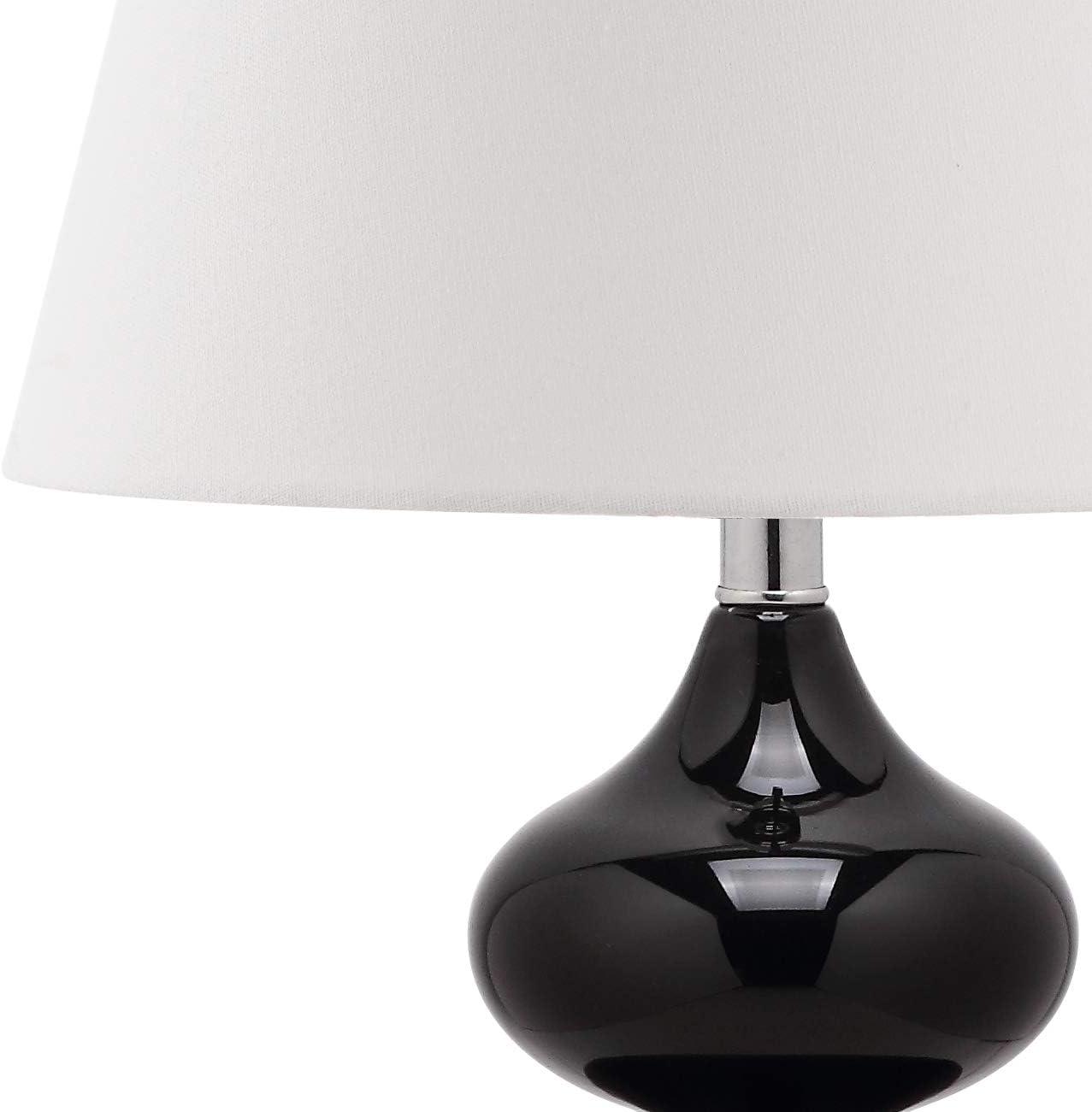 image:imageSAFAVIEH Lighting Collection Eva Modern Contemporary Fern Green Double Gourd Glass 24inch Bedroom Living Room Home Office Desk Nightstand Table Lamp Set of 2 LED Bulbs IncludedBlack Set of 2