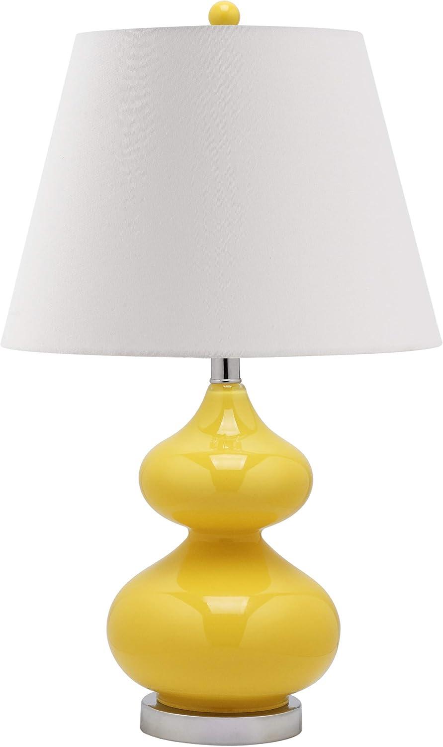 image:imageSAFAVIEH Lighting Collection Eva Modern Contemporary Yellow Double Gourd Glass 24inch Bedroom Living Room Home Office Desk Nightstand Table Lamp LED Bulbs IncludedYellow
