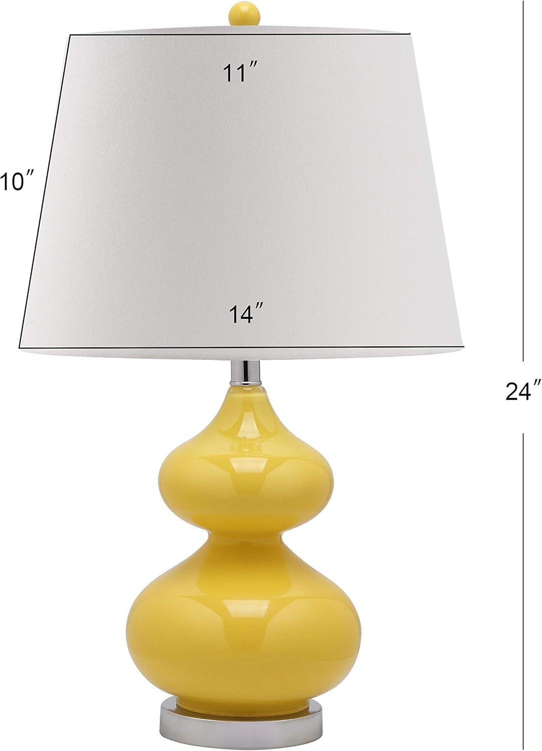 image:imageSAFAVIEH Lighting Collection Eva Modern Contemporary Yellow Double Gourd Glass 24inch Bedroom Living Room Home Office Desk Nightstand Table Lamp LED Bulbs IncludedYellow