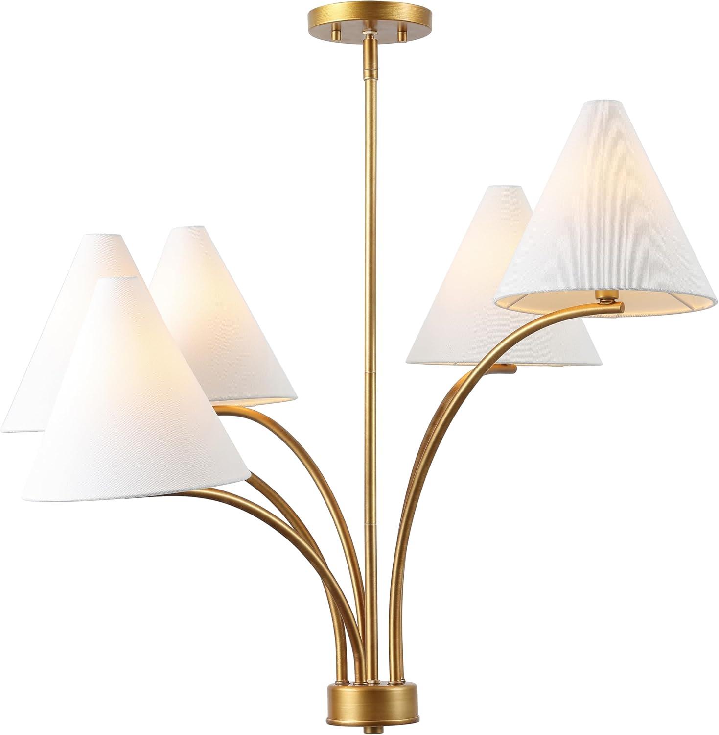 image:imageSAFAVIEH Lighting Collection Johanna Antique Brass 5Light Adjustable Hanging Chandelier Light Fixture LED Bulbs IncludedAntique Gold Painting