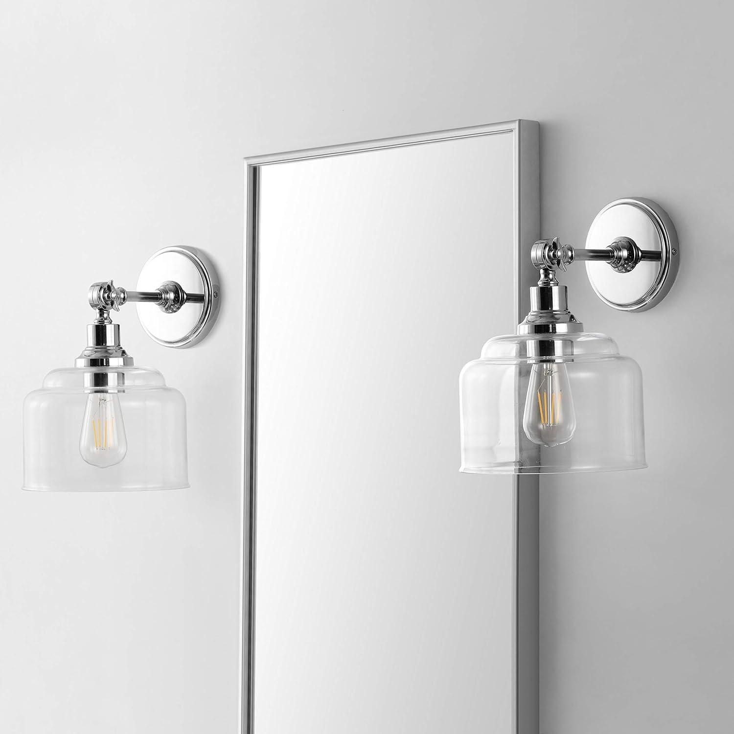 image:imageSAFAVIEH Lighting Collection Lansor ChromeGlass Wall Sconce Set of 2 LED Bulb Included SCN4066ASET2