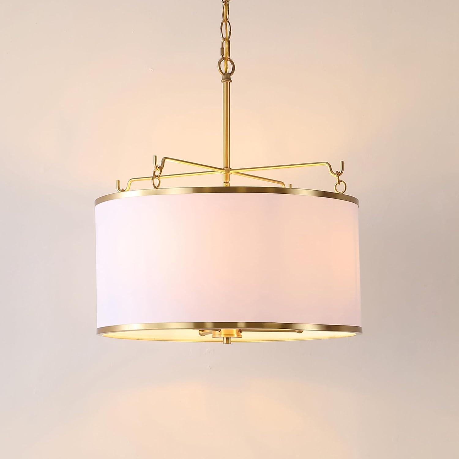 image:imageSAFAVIEH Lighting Collection Perzeta BrassWhite 3Light Adjustable Pendant Chandelier Hanging Light Fixture Ideal for Dining Room Kitchen Island Entryway LED Bulbs Included