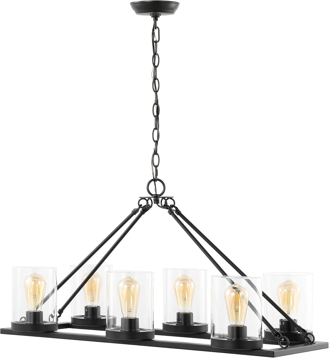 image:imageSAFAVIEH Lighting Collection Reagan Black 6Light Hanging Adjustable Chandelier Light Fixture LED Bulbs Included