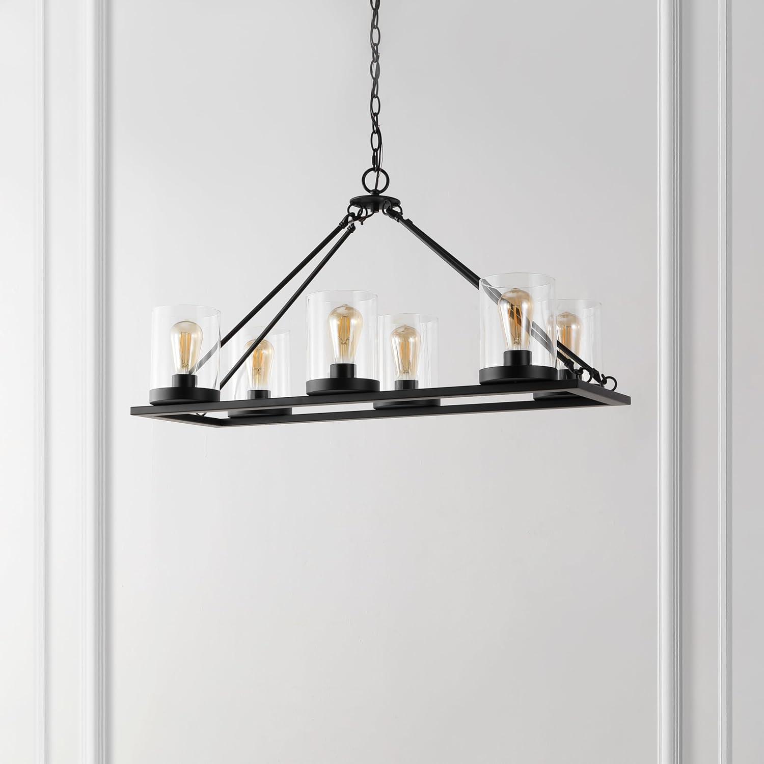 image:imageSAFAVIEH Lighting Collection Reagan Black 6Light Hanging Adjustable Chandelier Light Fixture LED Bulbs Included