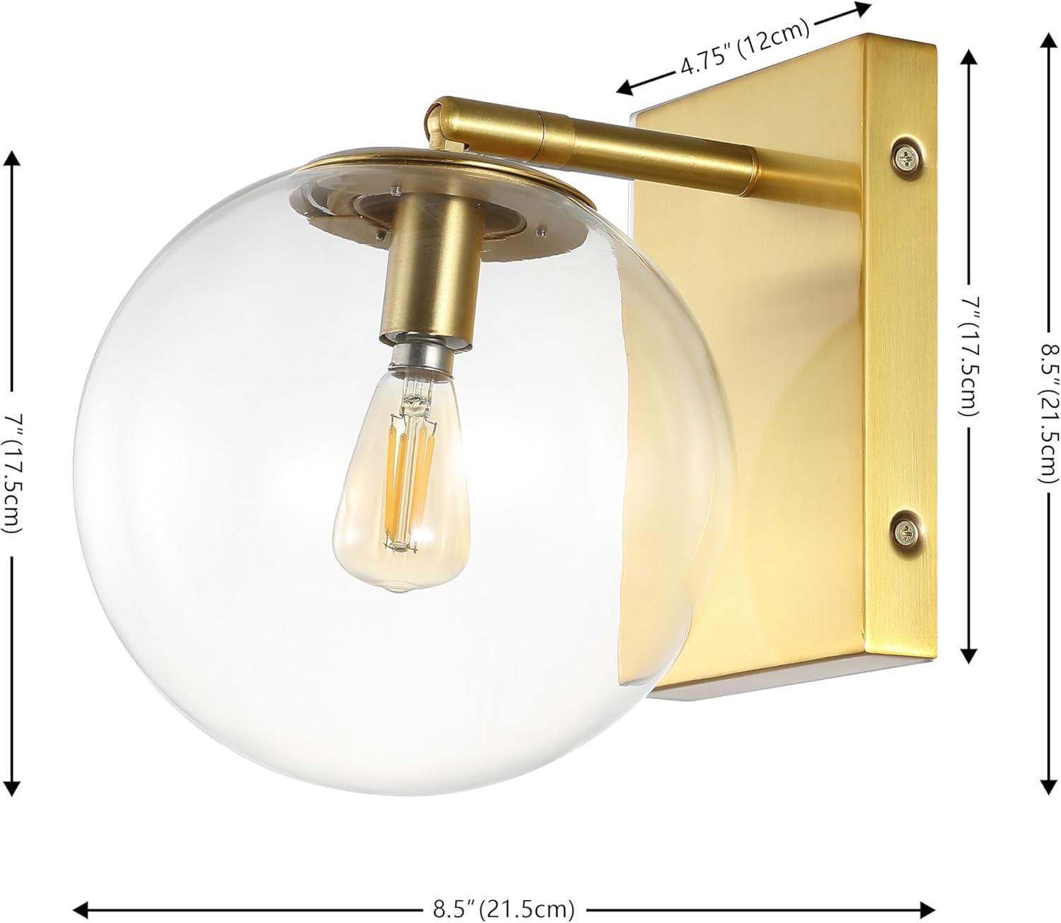 image:imageSAFAVIEH Lighting Collection Seoul Modern GoldClear Glass Globe Shade Wall Sconce Set of 2 Light Fixture Ideal for Bathroom Entryway Vanity Foyer Hallway Living Room LED Bulbs IncludedGold