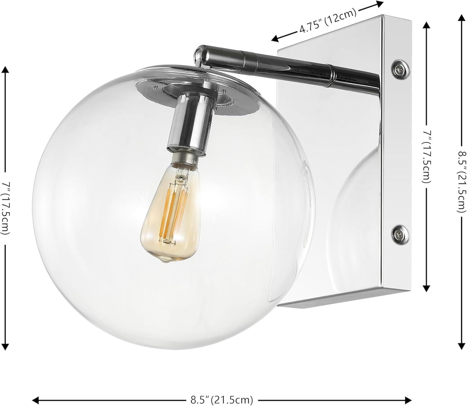 image:imageSAFAVIEH Lighting Collection Seoul Modern GoldClear Glass Globe Shade Wall Sconce Set of 2 Light Fixture Ideal for Bathroom Entryway Vanity Foyer Hallway Living Room LED Bulbs IncludedChrome