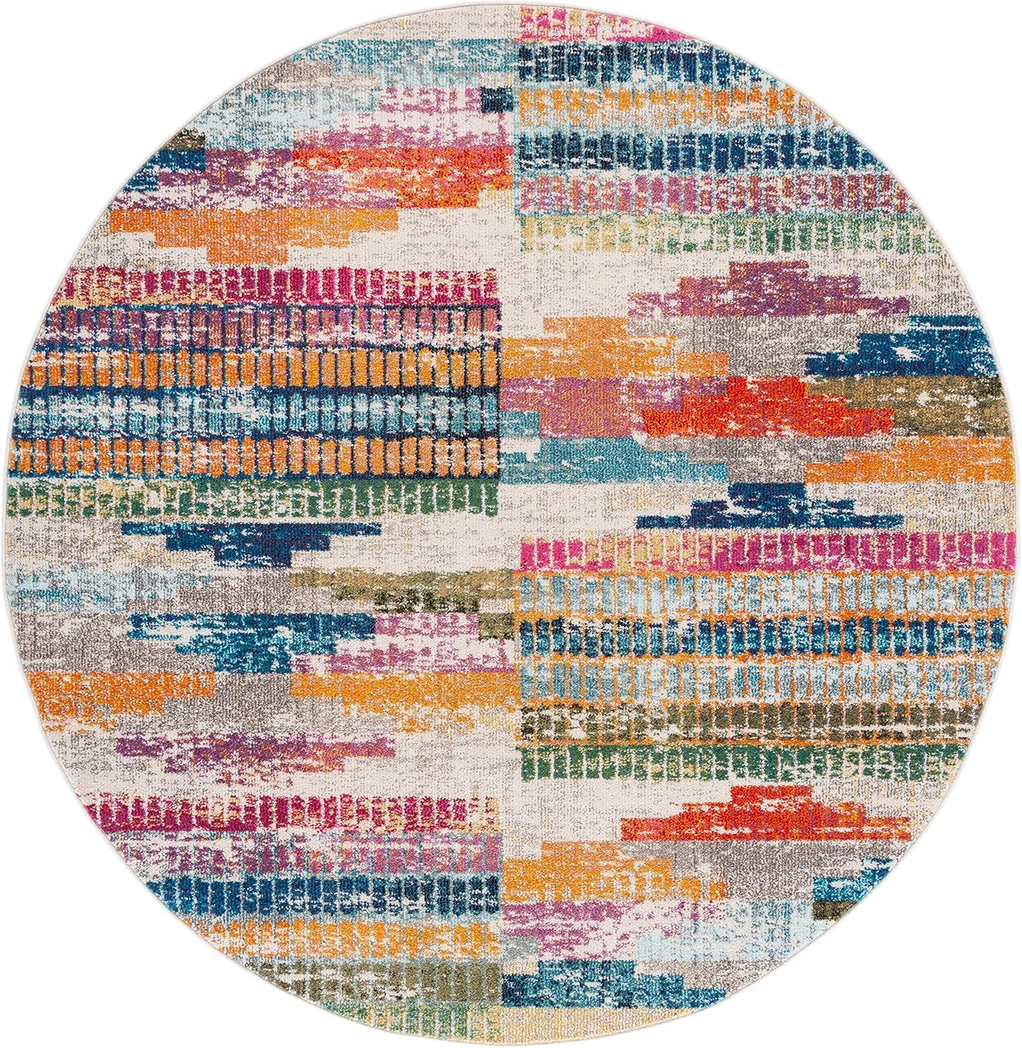 image:imageSAFAVIEH Madison Collection Accent Rug 4 x 6 Ivory amp Multi Boho Abstract Distressed Design NonShedding amp Easy Care Ideal for High Traffic Areas in Entryway Living Room Bedroom MAD417CIvoryMulti