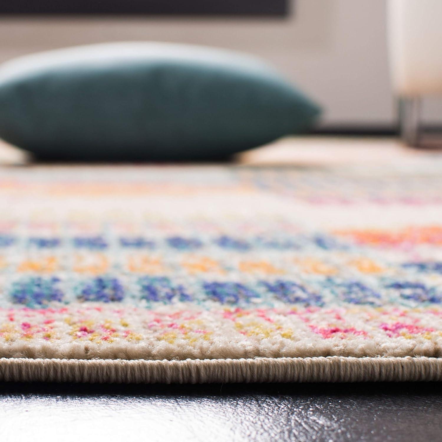 image:imageSAFAVIEH Madison Collection Accent Rug 4 x 6 Ivory amp Multi Boho Abstract Distressed Design NonShedding amp Easy Care Ideal for High Traffic Areas in Entryway Living Room Bedroom MAD417CIvoryMulti