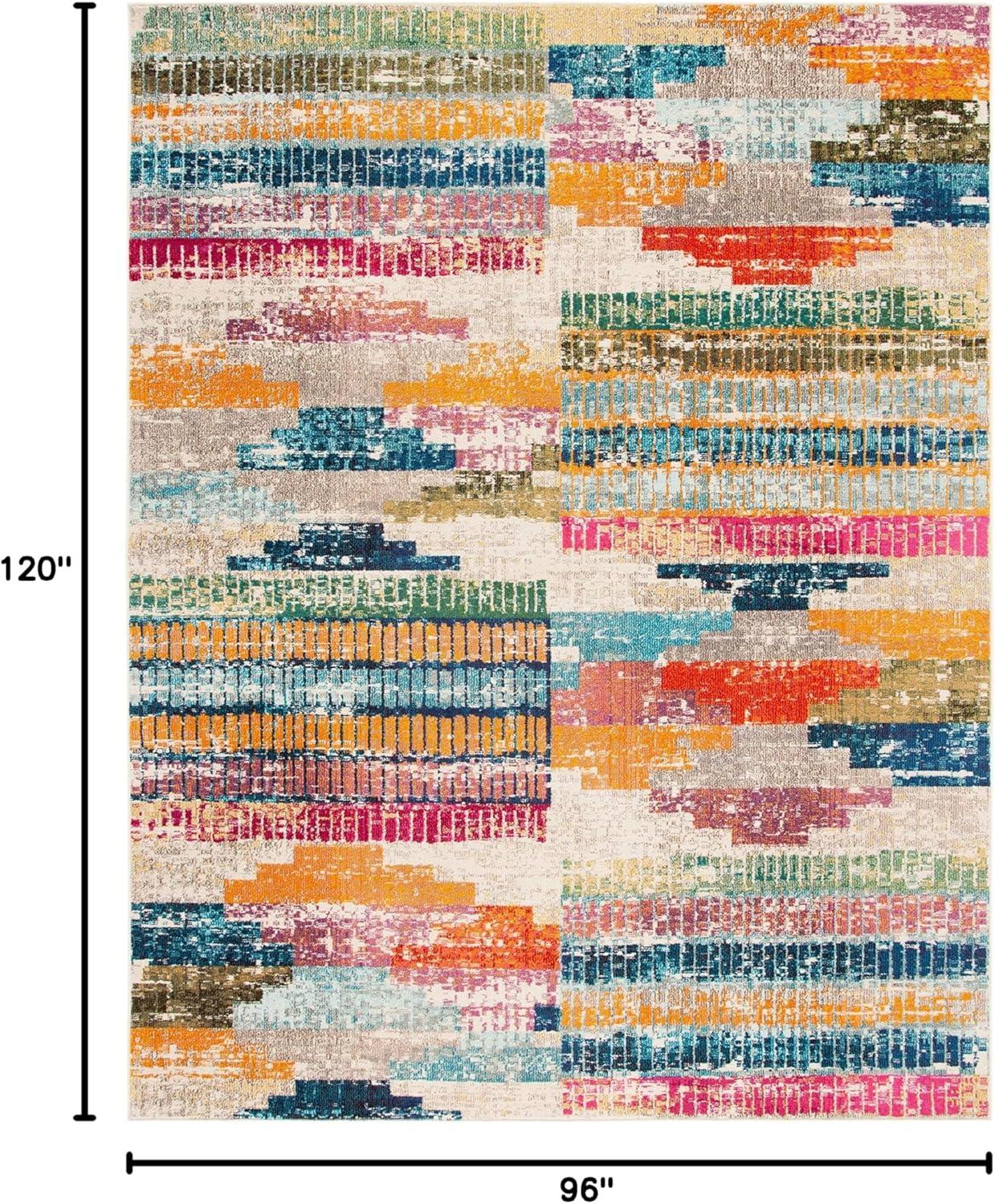 image:imageSAFAVIEH Madison Collection Accent Rug 4 x 6 Ivory amp Multi Boho Abstract Distressed Design NonShedding amp Easy Care Ideal for High Traffic Areas in Entryway Living Room Bedroom MAD417CIvoryMulti