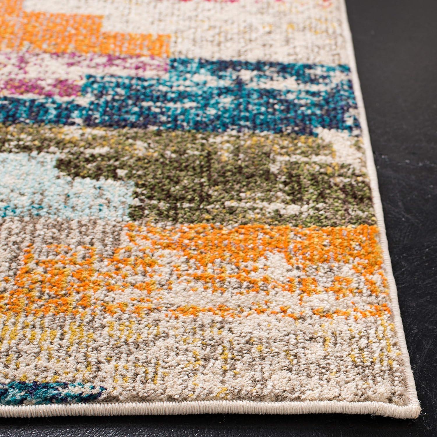 image:imageSAFAVIEH Madison Collection Accent Rug 4 x 6 Ivory amp Multi Boho Abstract Distressed Design NonShedding amp Easy Care Ideal for High Traffic Areas in Entryway Living Room Bedroom MAD417CIvoryMulti
