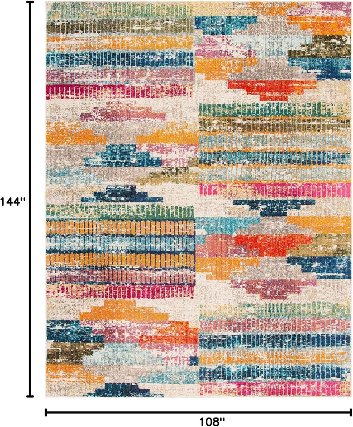 image:imageSAFAVIEH Madison Collection Accent Rug 4 x 6 Ivory amp Multi Boho Abstract Distressed Design NonShedding amp Easy Care Ideal for High Traffic Areas in Entryway Living Room Bedroom MAD417CIvoryMulti