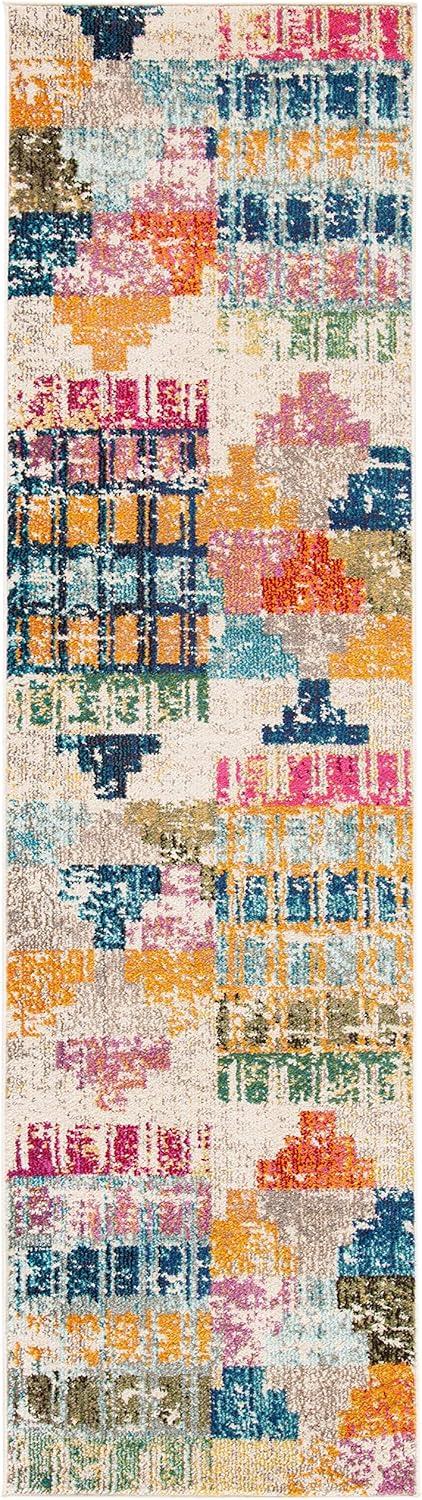image:imageSAFAVIEH Madison Collection Accent Rug 4 x 6 Ivory amp Multi Boho Abstract Distressed Design NonShedding amp Easy Care Ideal for High Traffic Areas in Entryway Living Room Bedroom MAD417CIvoryMulti