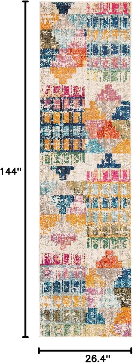 image:imageSAFAVIEH Madison Collection Accent Rug 4 x 6 Ivory amp Multi Boho Abstract Distressed Design NonShedding amp Easy Care Ideal for High Traffic Areas in Entryway Living Room Bedroom MAD417CIvoryMulti