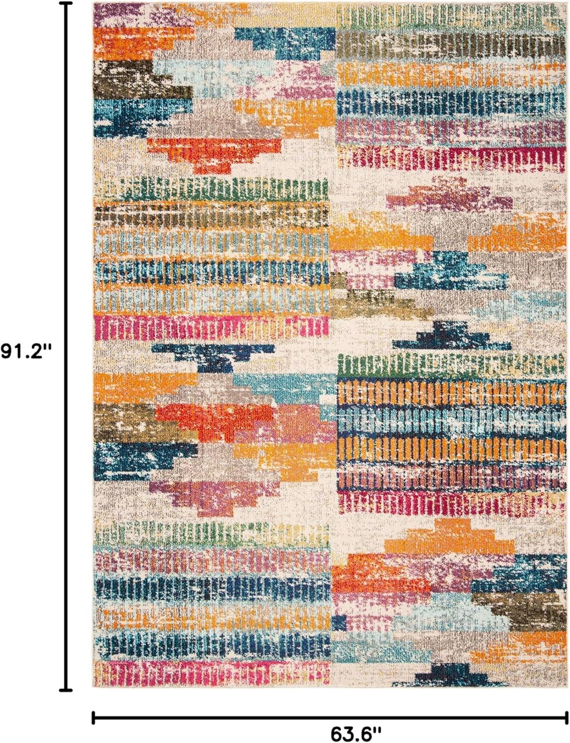 image:imageSAFAVIEH Madison Collection Accent Rug 4 x 6 Ivory amp Multi Boho Abstract Distressed Design NonShedding amp Easy Care Ideal for High Traffic Areas in Entryway Living Room Bedroom MAD417CIvoryMulti