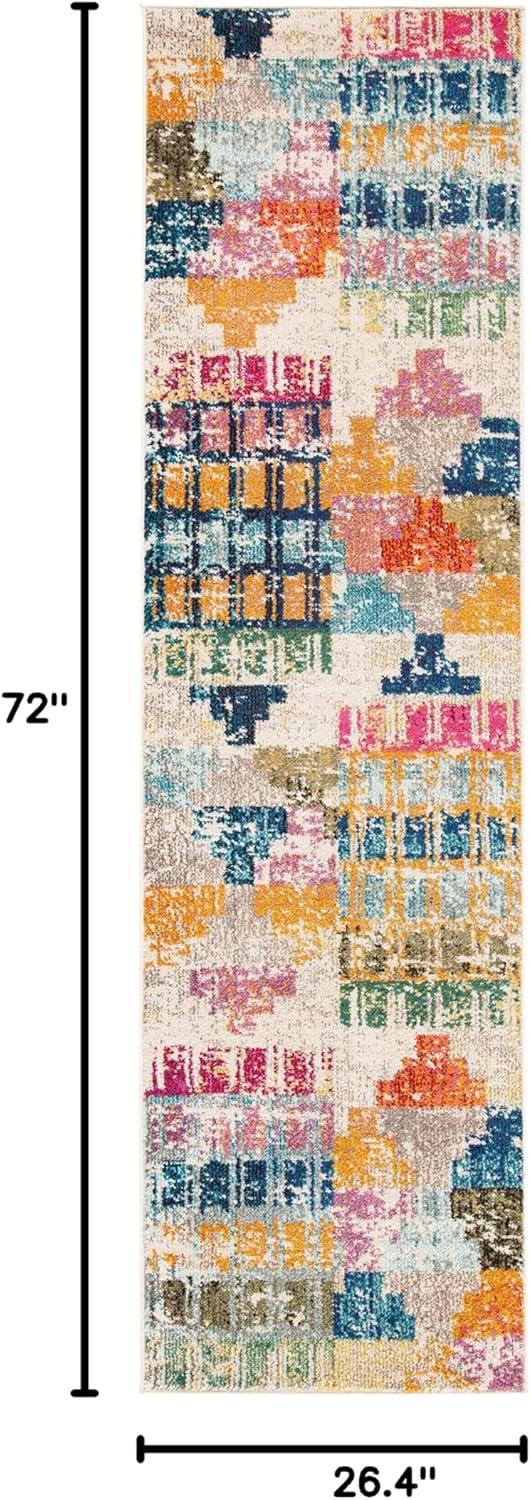 image:imageSAFAVIEH Madison Collection Accent Rug 4 x 6 Ivory amp Multi Boho Abstract Distressed Design NonShedding amp Easy Care Ideal for High Traffic Areas in Entryway Living Room Bedroom MAD417CIvoryMulti