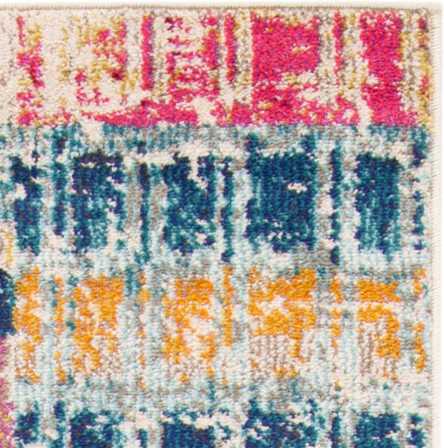 image:imageSAFAVIEH Madison Collection Accent Rug 4 x 6 Ivory amp Multi Boho Abstract Distressed Design NonShedding amp Easy Care Ideal for High Traffic Areas in Entryway Living Room Bedroom MAD417CIvoryMulti