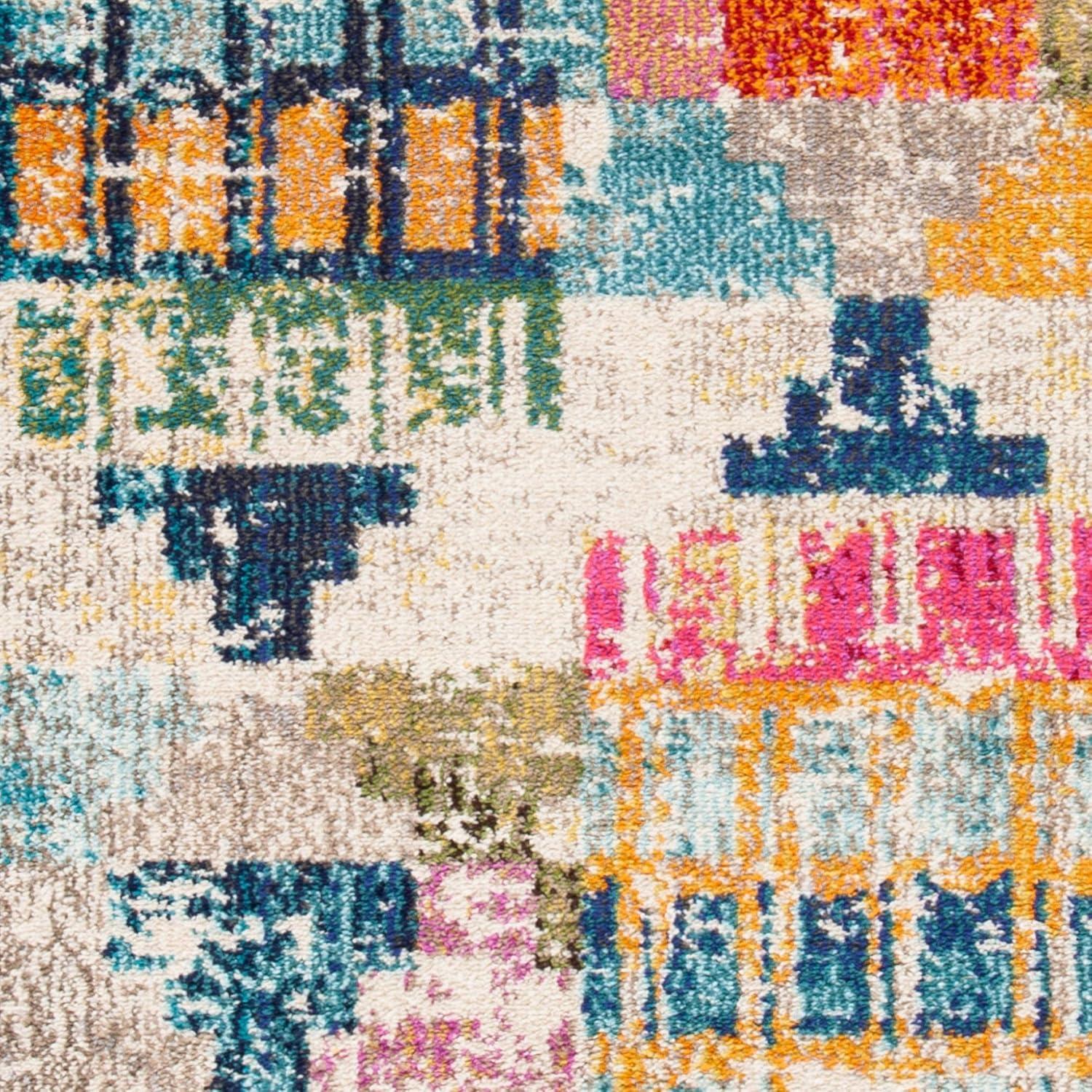 image:imageSAFAVIEH Madison Collection Accent Rug 4 x 6 Ivory amp Multi Boho Abstract Distressed Design NonShedding amp Easy Care Ideal for High Traffic Areas in Entryway Living Room Bedroom MAD417CIvoryMulti