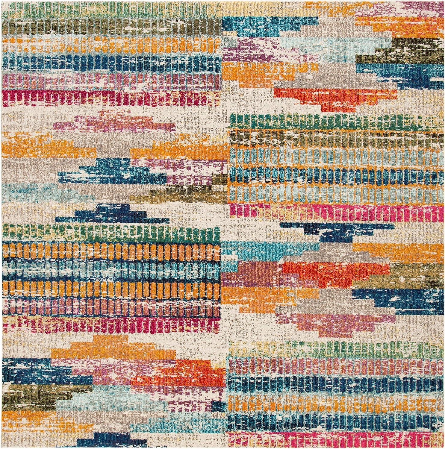 image:imageSAFAVIEH Madison Collection Accent Rug 4 x 6 Ivory amp Multi Boho Abstract Distressed Design NonShedding amp Easy Care Ideal for High Traffic Areas in Entryway Living Room Bedroom MAD417CIvoryMulti