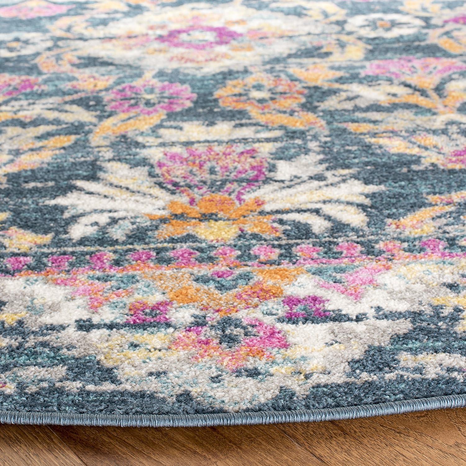 image:imageSAFAVIEH Madison Collection Area Rug 51 x 76 Blue amp Fuchsia Boho Chic Floral Design NonShedding amp Easy Care Ideal for High Traffic Areas in Living Room Bedroom MAD130CBlueFuchsia