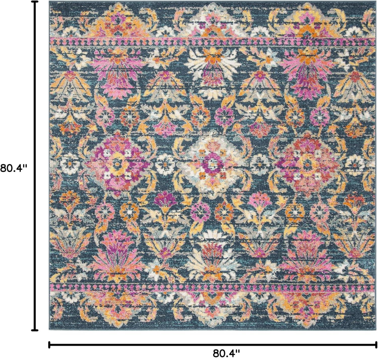 image:imageSAFAVIEH Madison Collection Area Rug 51 x 76 Blue amp Fuchsia Boho Chic Floral Design NonShedding amp Easy Care Ideal for High Traffic Areas in Living Room Bedroom MAD130CBlueFuchsia