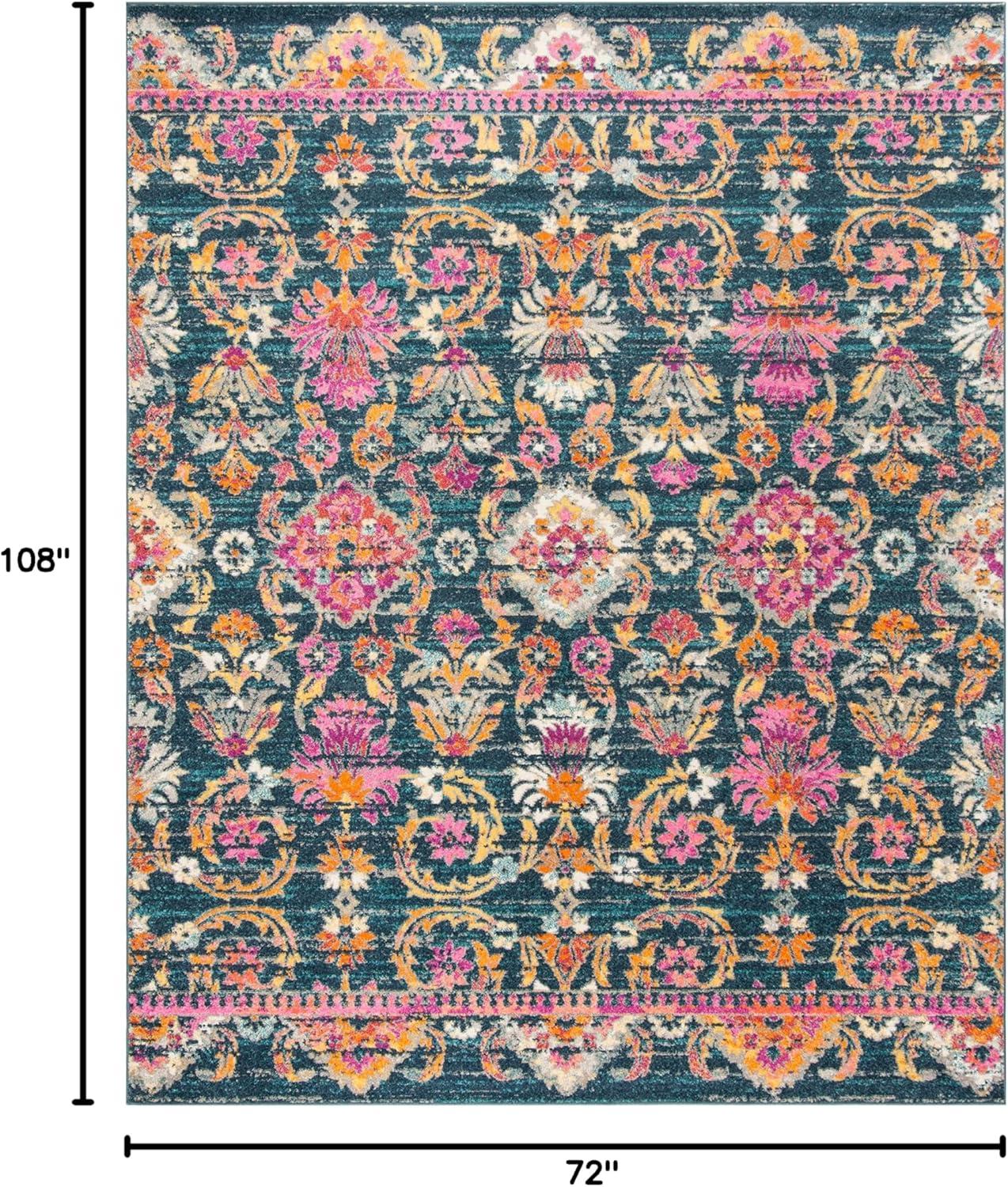 image:imageSAFAVIEH Madison Collection Area Rug 51 x 76 Blue amp Fuchsia Boho Chic Floral Design NonShedding amp Easy Care Ideal for High Traffic Areas in Living Room Bedroom MAD130CBlueFuchsia