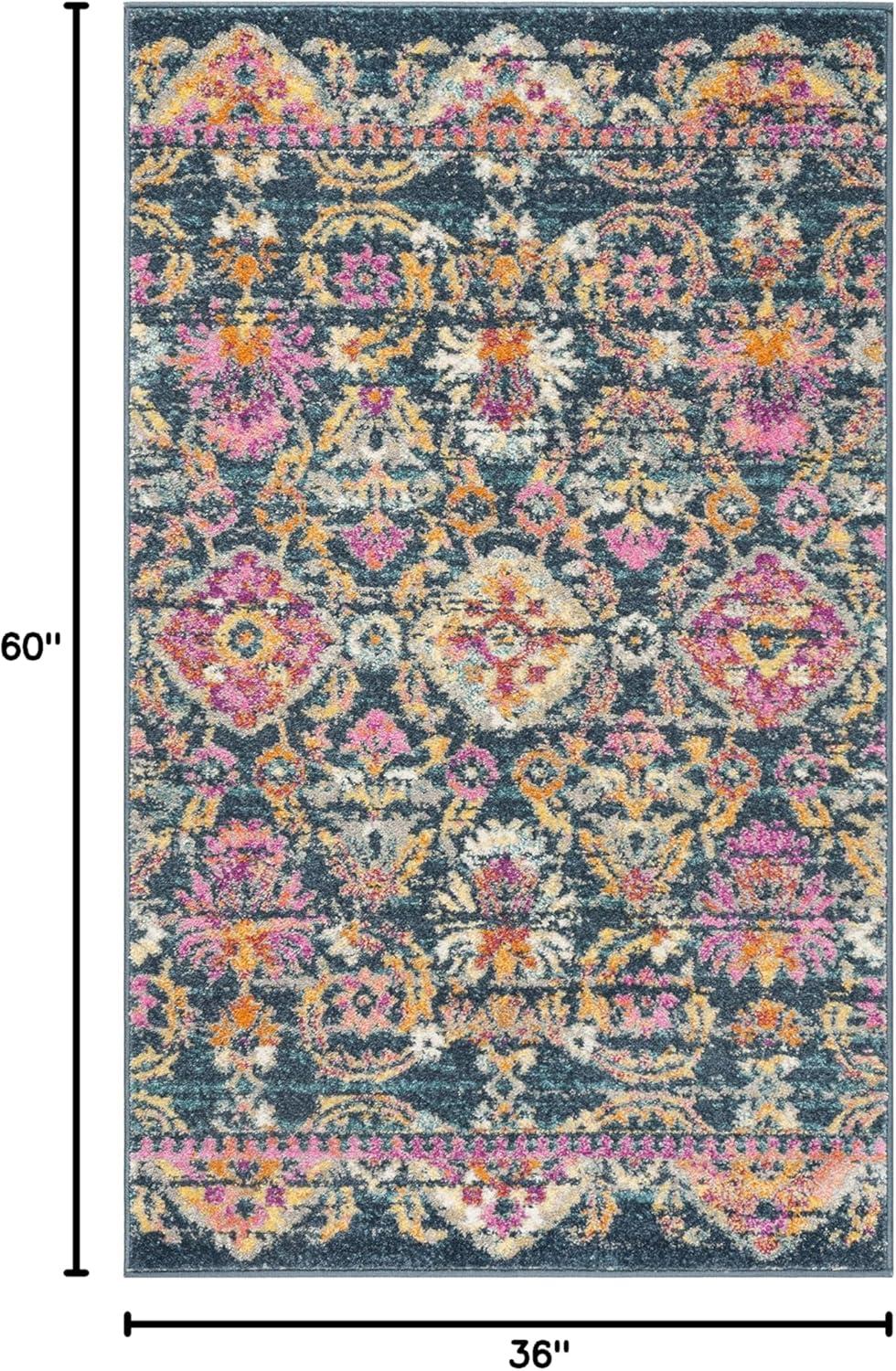 image:imageSAFAVIEH Madison Collection Area Rug 51 x 76 Blue amp Fuchsia Boho Chic Floral Design NonShedding amp Easy Care Ideal for High Traffic Areas in Living Room Bedroom MAD130CBlueFuchsia