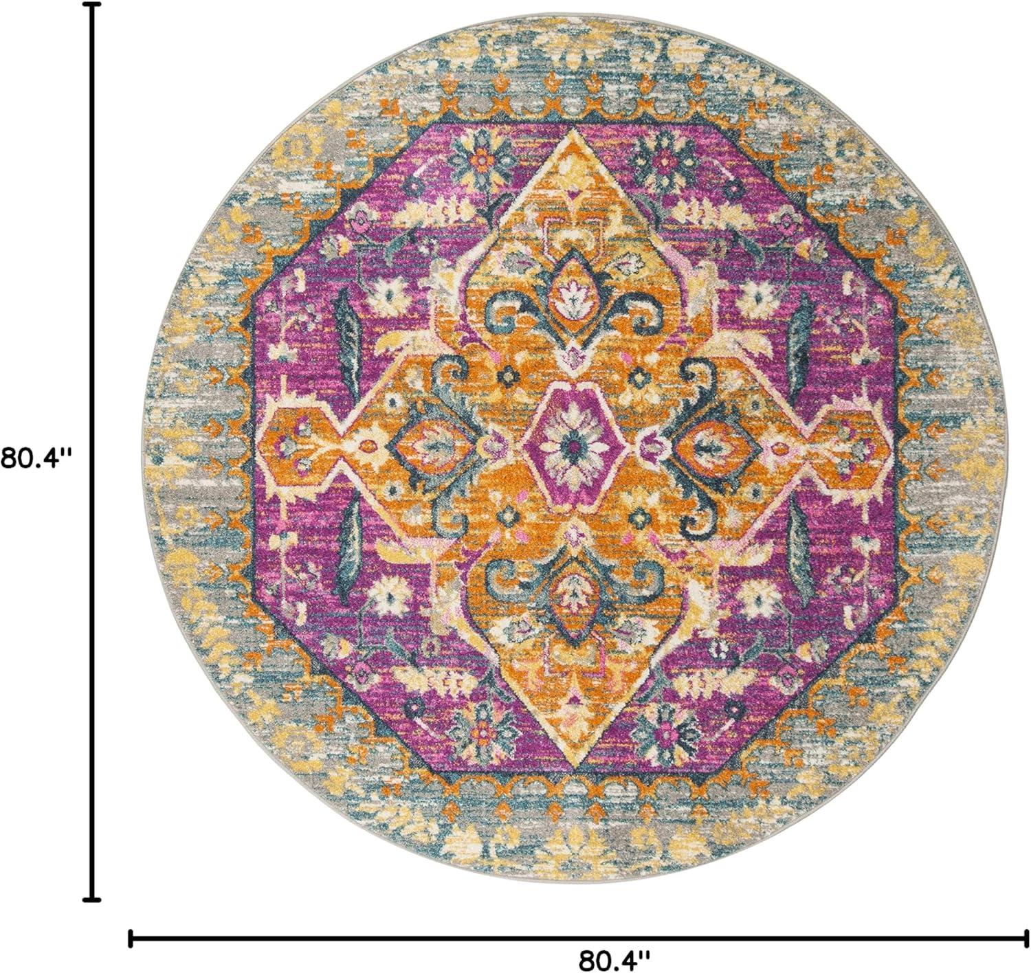 image:imageSAFAVIEH Madison Collection Area Rug 51 x 76 Blue amp Fuchsia Boho Chic Medallion Design NonShedding amp Easy Care Ideal for High Traffic Areas in Living Room Bedroom MAD119CLight GreyFuchsia