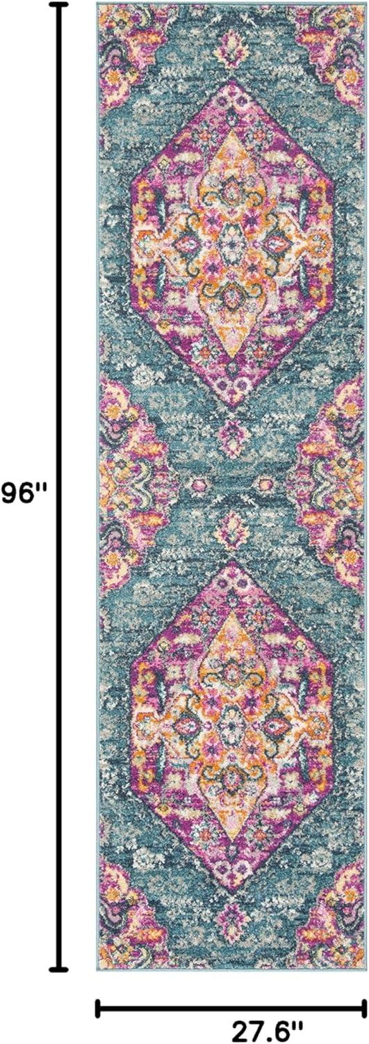 image:imageSAFAVIEH Madison Collection Area Rug 51 x 76 Blue amp Fuchsia Boho Chic Medallion Design NonShedding amp Easy Care Ideal for High Traffic Areas in Living Room Bedroom MAD119CBlueFuchsia