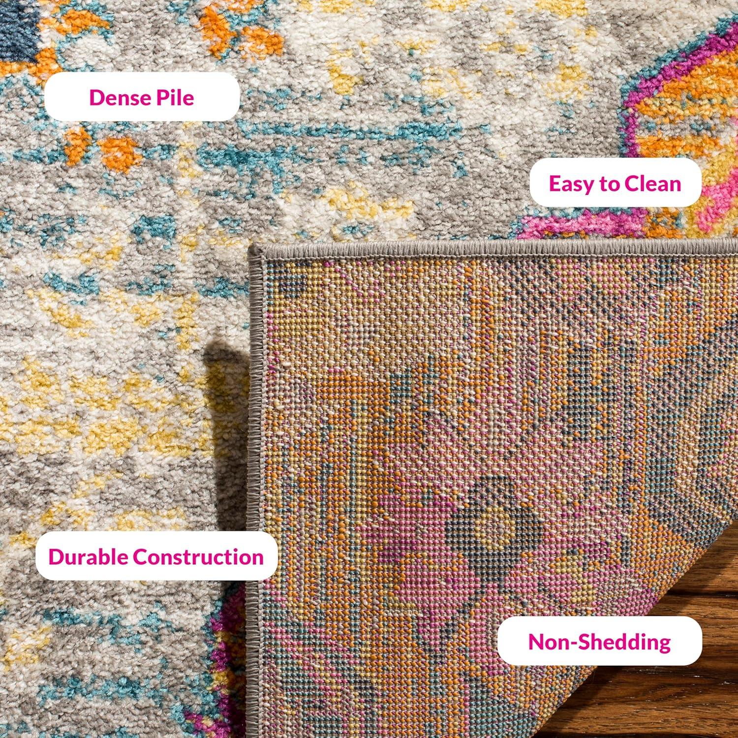 image:imageSAFAVIEH Madison Collection Area Rug 51 x 76 Blue amp Fuchsia Boho Chic Medallion Design NonShedding amp Easy Care Ideal for High Traffic Areas in Living Room Bedroom MAD119CLight GreyFuchsia