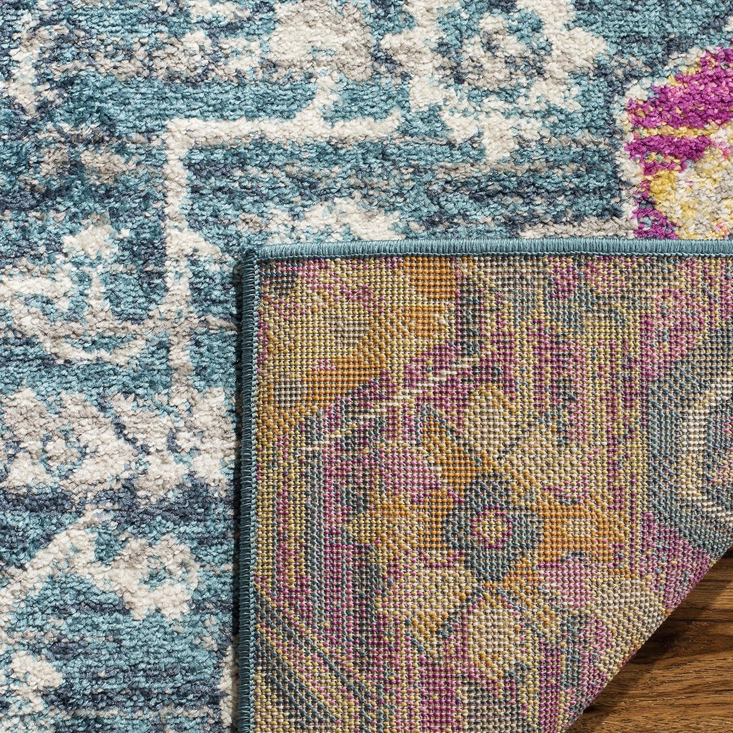 image:imageSAFAVIEH Madison Collection Area Rug 51 x 76 Blue amp Fuchsia Boho Chic Medallion Design NonShedding amp Easy Care Ideal for High Traffic Areas in Living Room Bedroom MAD119CBlueFuchsia