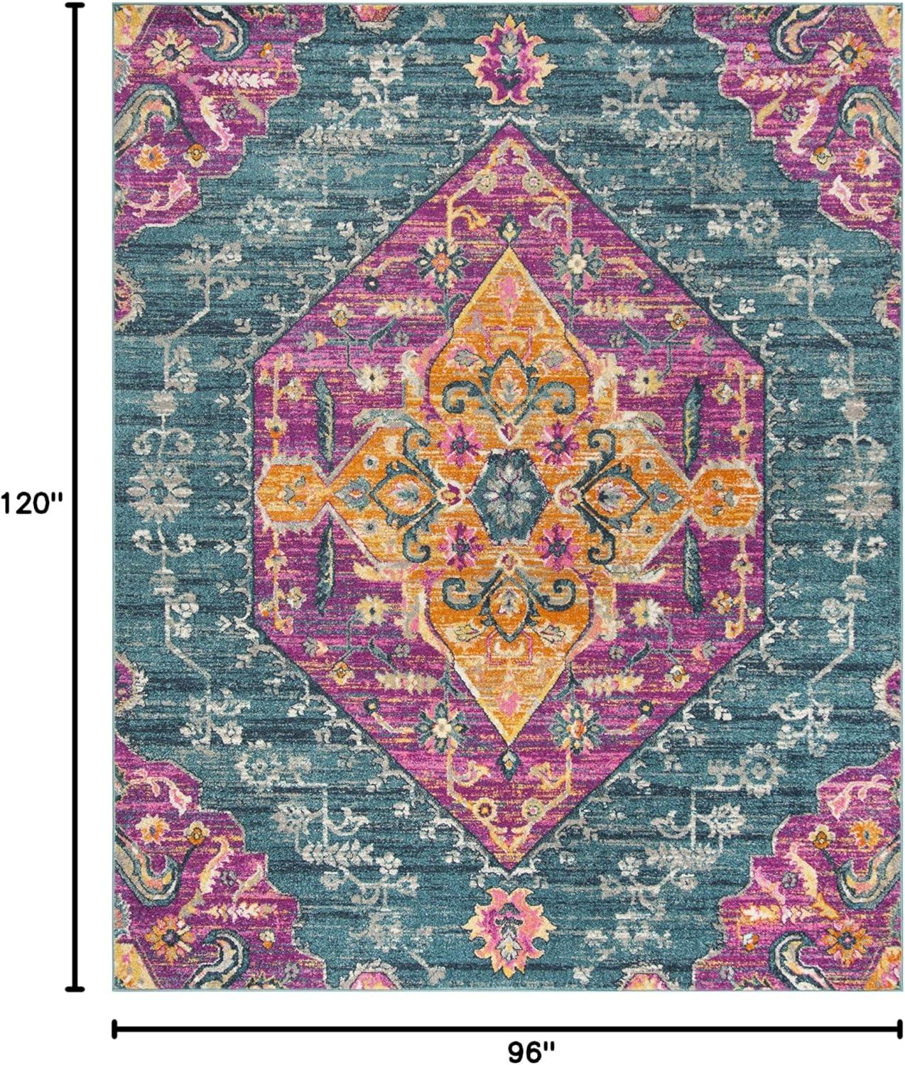 image:imageSAFAVIEH Madison Collection Area Rug 51 x 76 Blue amp Fuchsia Boho Chic Medallion Design NonShedding amp Easy Care Ideal for High Traffic Areas in Living Room Bedroom MAD119CBlueFuchsia