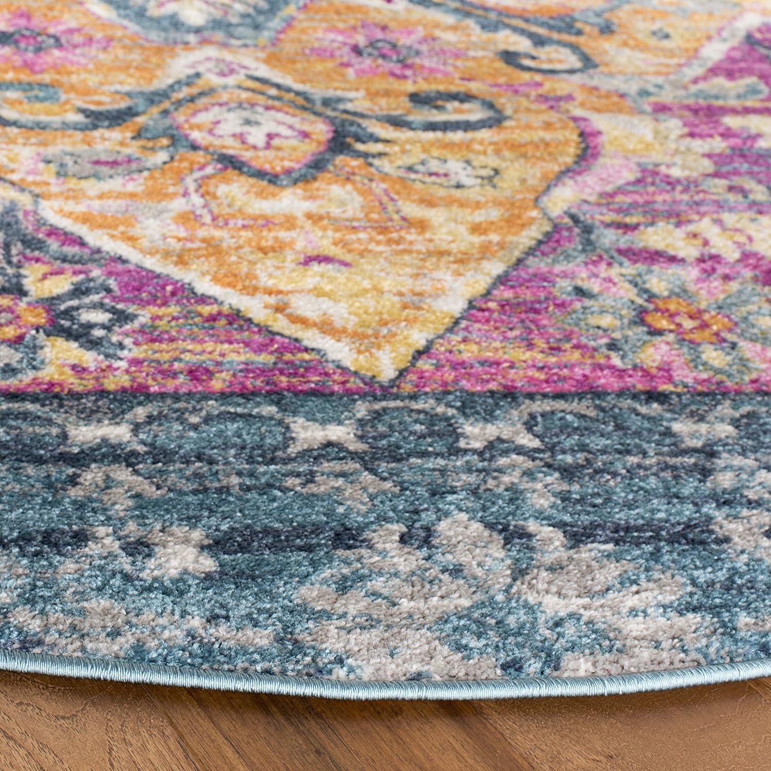 image:imageSAFAVIEH Madison Collection Area Rug 51 x 76 Blue amp Fuchsia Boho Chic Medallion Design NonShedding amp Easy Care Ideal for High Traffic Areas in Living Room Bedroom MAD119CBlueFuchsia
