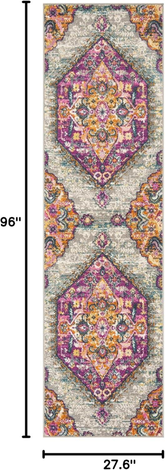 image:imageSAFAVIEH Madison Collection Area Rug 51 x 76 Blue amp Fuchsia Boho Chic Medallion Design NonShedding amp Easy Care Ideal for High Traffic Areas in Living Room Bedroom MAD119CLight GreyFuchsia