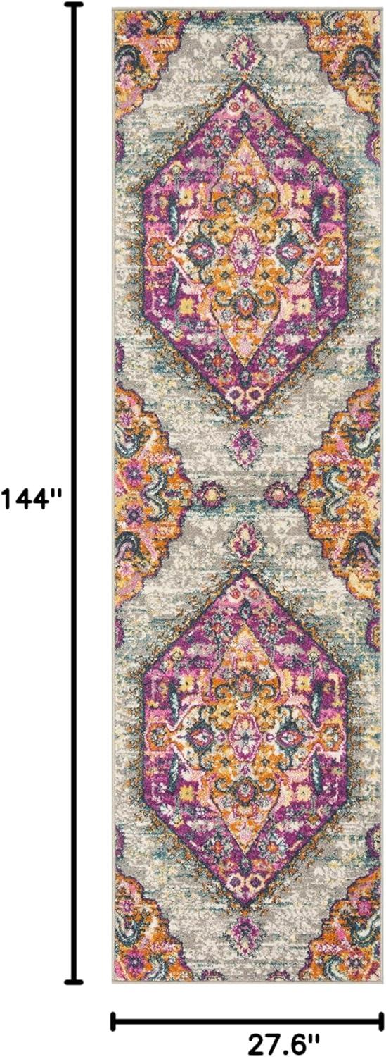 image:imageSAFAVIEH Madison Collection Area Rug 51 x 76 Blue amp Fuchsia Boho Chic Medallion Design NonShedding amp Easy Care Ideal for High Traffic Areas in Living Room Bedroom MAD119CLight GreyFuchsia