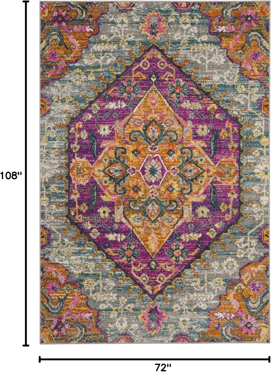 image:imageSAFAVIEH Madison Collection Area Rug 51 x 76 Blue amp Fuchsia Boho Chic Medallion Design NonShedding amp Easy Care Ideal for High Traffic Areas in Living Room Bedroom MAD119CLight GreyFuchsia