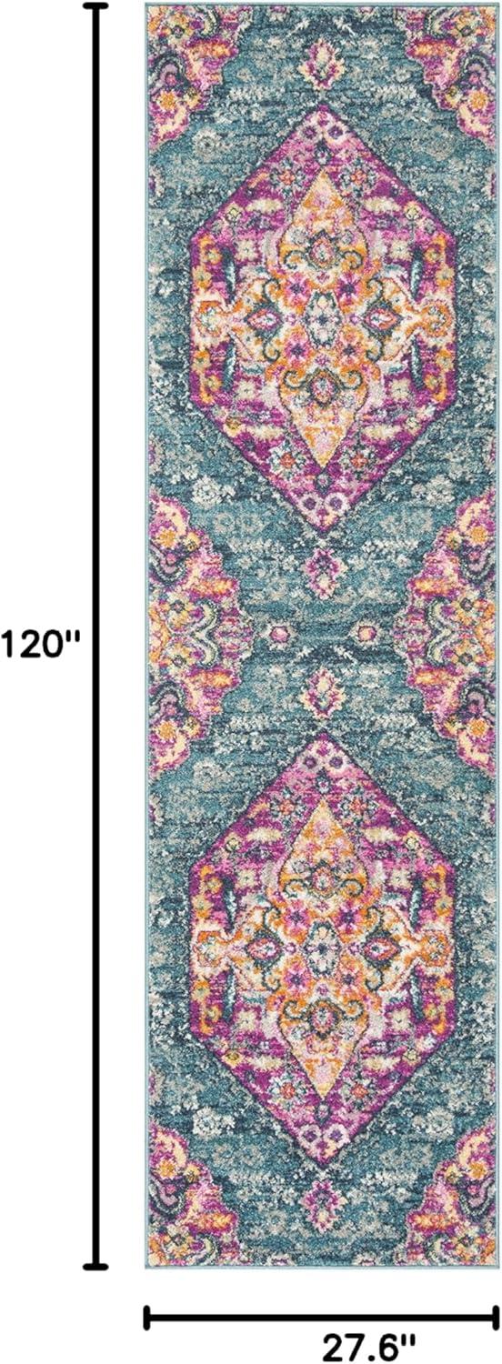 image:imageSAFAVIEH Madison Collection Area Rug 51 x 76 Blue amp Fuchsia Boho Chic Medallion Design NonShedding amp Easy Care Ideal for High Traffic Areas in Living Room Bedroom MAD119CBlueFuchsia