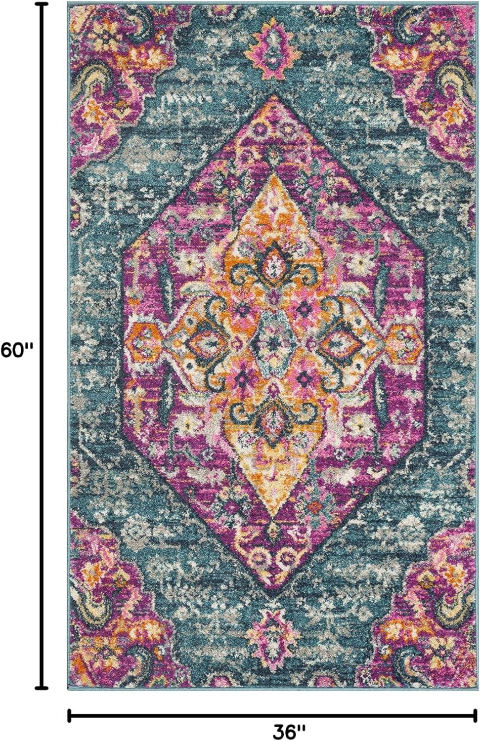 image:imageSAFAVIEH Madison Collection Area Rug 51 x 76 Blue amp Fuchsia Boho Chic Medallion Design NonShedding amp Easy Care Ideal for High Traffic Areas in Living Room Bedroom MAD119CBlueFuchsia