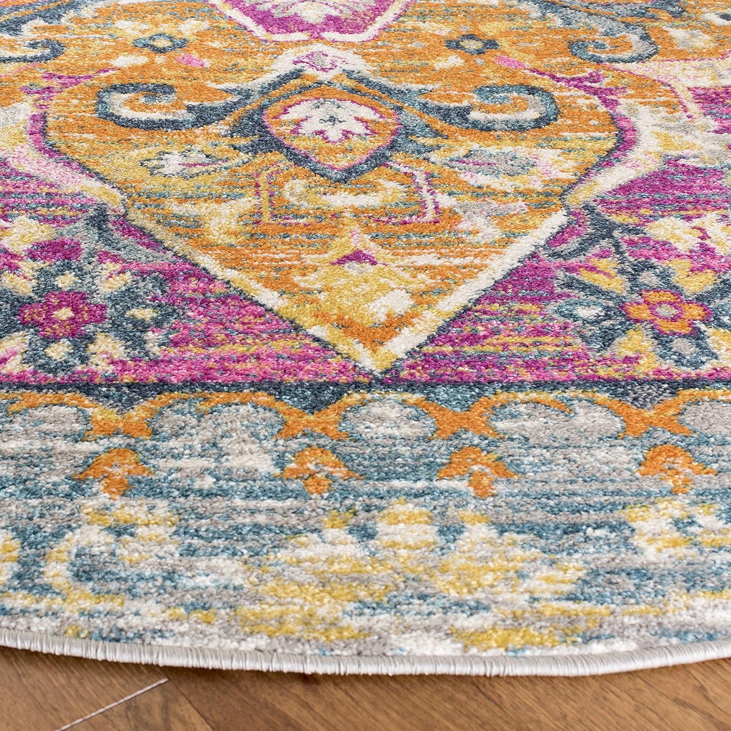 image:imageSAFAVIEH Madison Collection Area Rug 51 x 76 Blue amp Fuchsia Boho Chic Medallion Design NonShedding amp Easy Care Ideal for High Traffic Areas in Living Room Bedroom MAD119CLight GreyFuchsia