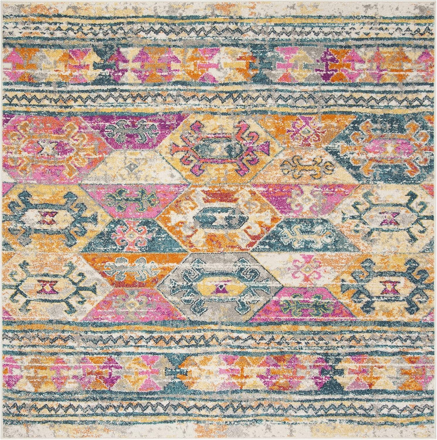 image:imageSAFAVIEH Madison Collection Area Rug 51 x 76 Blue amp Fuchsia Moroccan Boho Distressed Design NonShedding amp Easy Care Ideal for High Traffic Areas in Living Room Bedroom MAD118CBlueFuchsia
