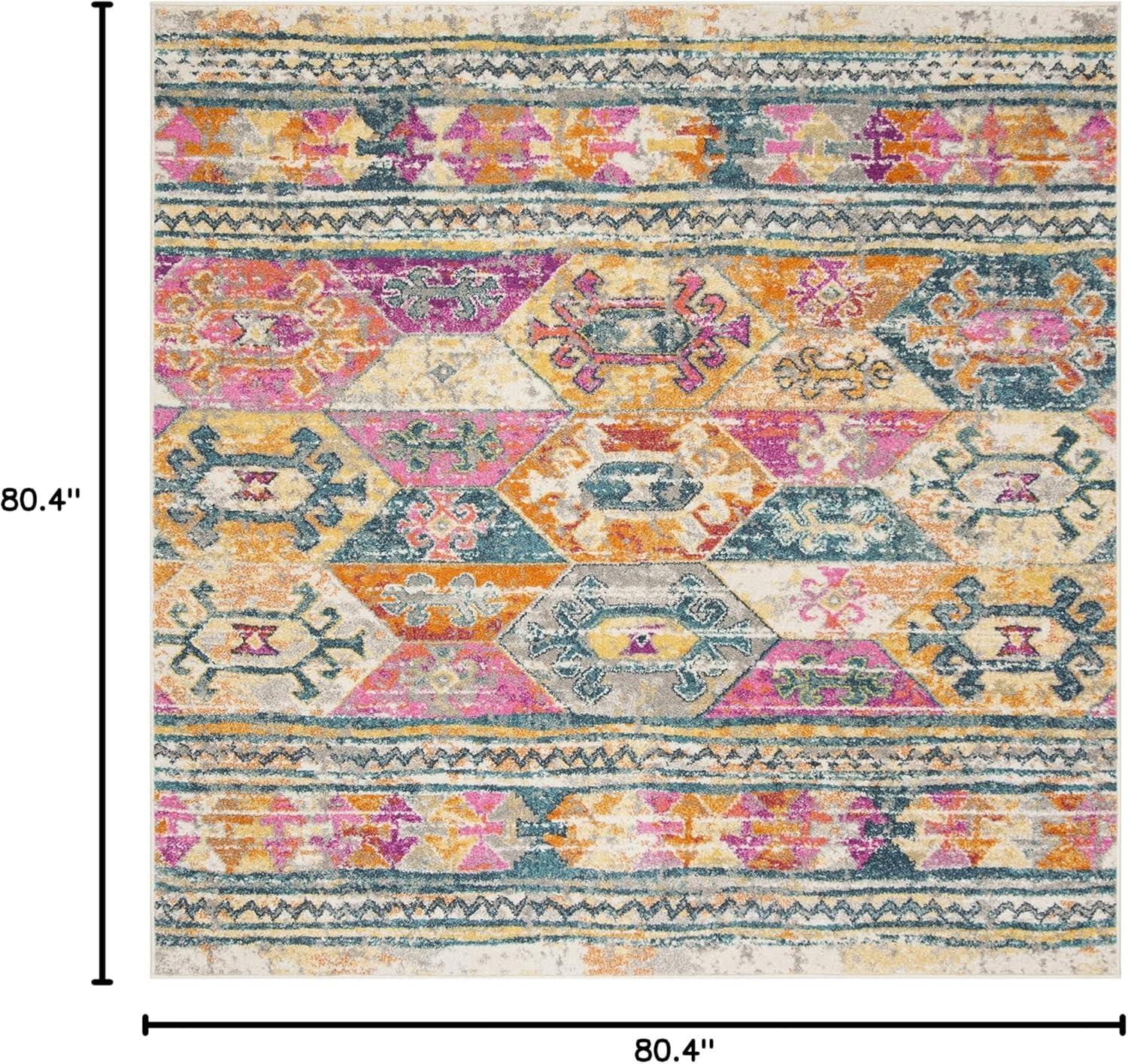 image:imageSAFAVIEH Madison Collection Area Rug 51 x 76 Blue amp Fuchsia Moroccan Boho Distressed Design NonShedding amp Easy Care Ideal for High Traffic Areas in Living Room Bedroom MAD118CBlueFuchsia