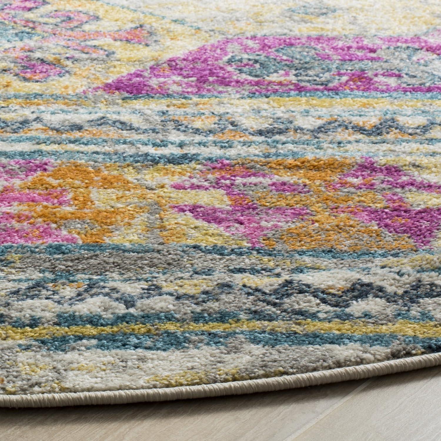 image:imageSAFAVIEH Madison Collection Area Rug 51 x 76 Blue amp Fuchsia Moroccan Boho Distressed Design NonShedding amp Easy Care Ideal for High Traffic Areas in Living Room Bedroom MAD118CBlueFuchsia
