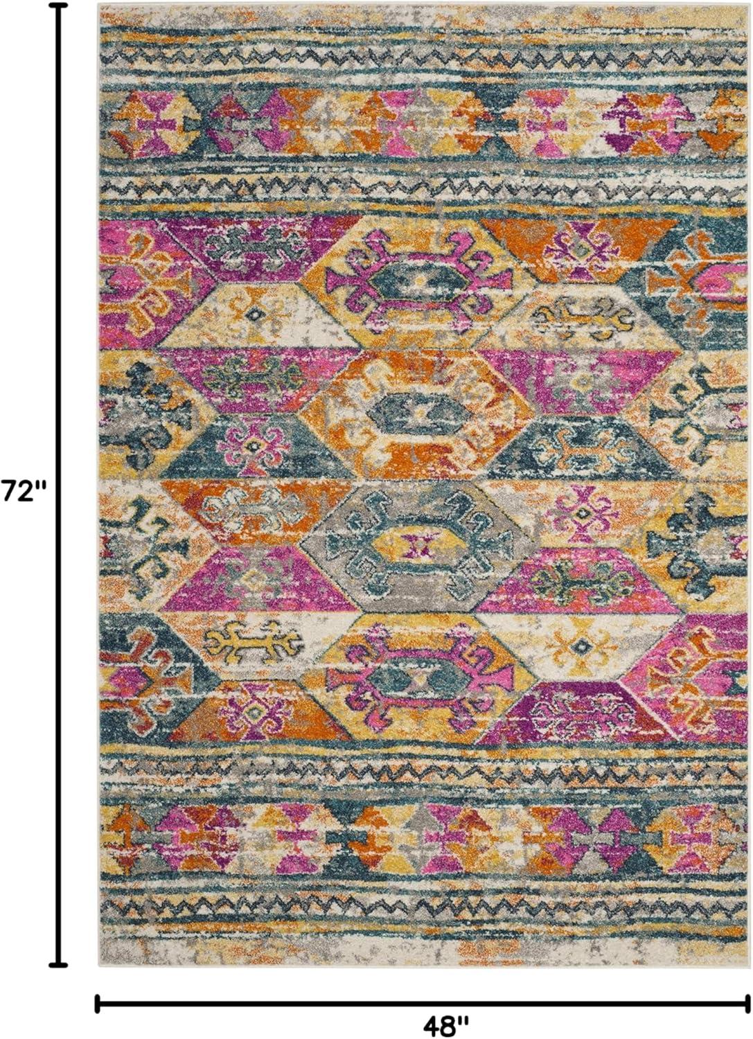 image:imageSAFAVIEH Madison Collection Area Rug 51 x 76 Blue amp Fuchsia Moroccan Boho Distressed Design NonShedding amp Easy Care Ideal for High Traffic Areas in Living Room Bedroom MAD118CBlueFuchsia