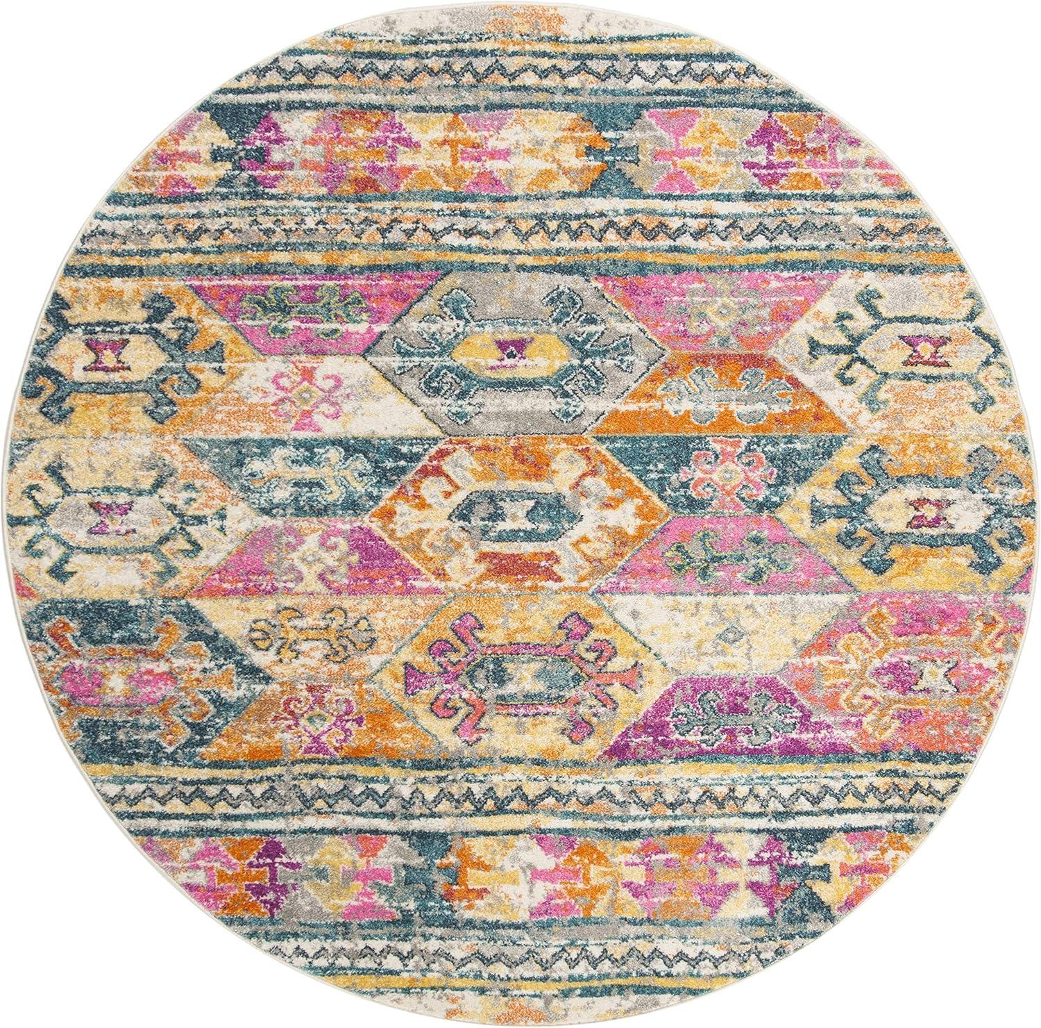image:imageSAFAVIEH Madison Collection Area Rug 51 x 76 Blue amp Fuchsia Moroccan Boho Distressed Design NonShedding amp Easy Care Ideal for High Traffic Areas in Living Room Bedroom MAD118CBlueFuchsia