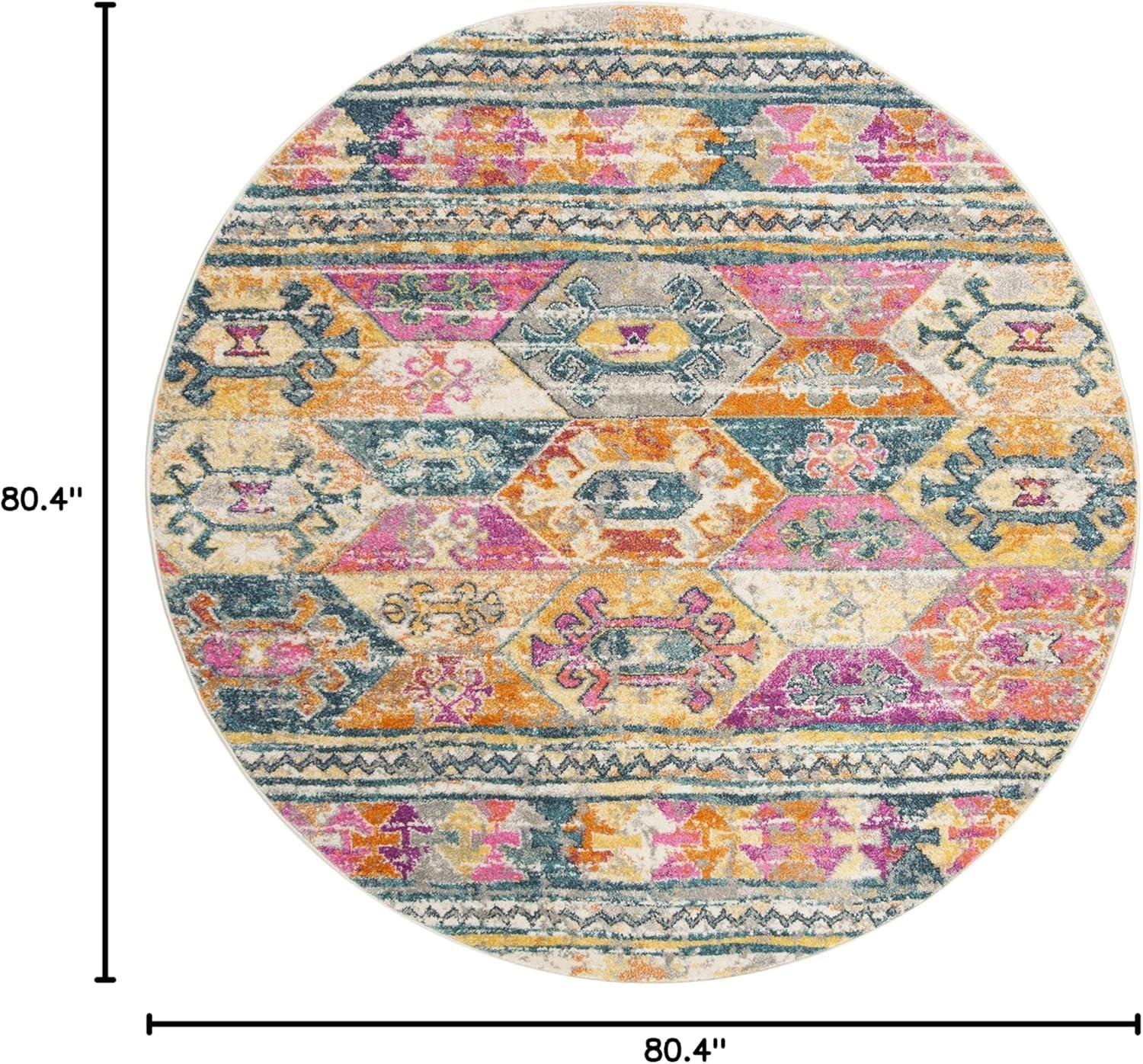 image:imageSAFAVIEH Madison Collection Area Rug 51 x 76 Blue amp Fuchsia Moroccan Boho Distressed Design NonShedding amp Easy Care Ideal for High Traffic Areas in Living Room Bedroom MAD118CBlueFuchsia