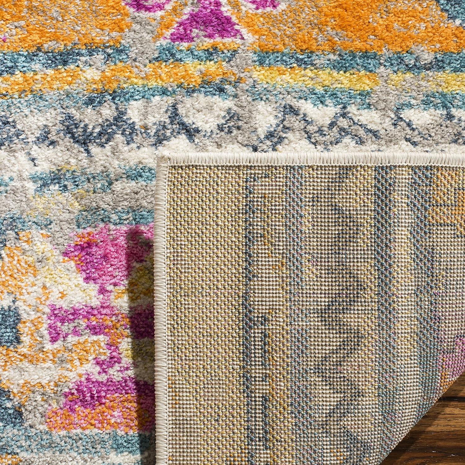image:imageSAFAVIEH Madison Collection Area Rug 51 x 76 Blue amp Fuchsia Moroccan Boho Distressed Design NonShedding amp Easy Care Ideal for High Traffic Areas in Living Room Bedroom MAD118CBlueFuchsia