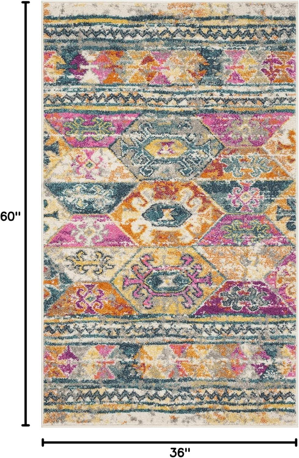 image:imageSAFAVIEH Madison Collection Area Rug 51 x 76 Blue amp Fuchsia Moroccan Boho Distressed Design NonShedding amp Easy Care Ideal for High Traffic Areas in Living Room Bedroom MAD118CBlueFuchsia