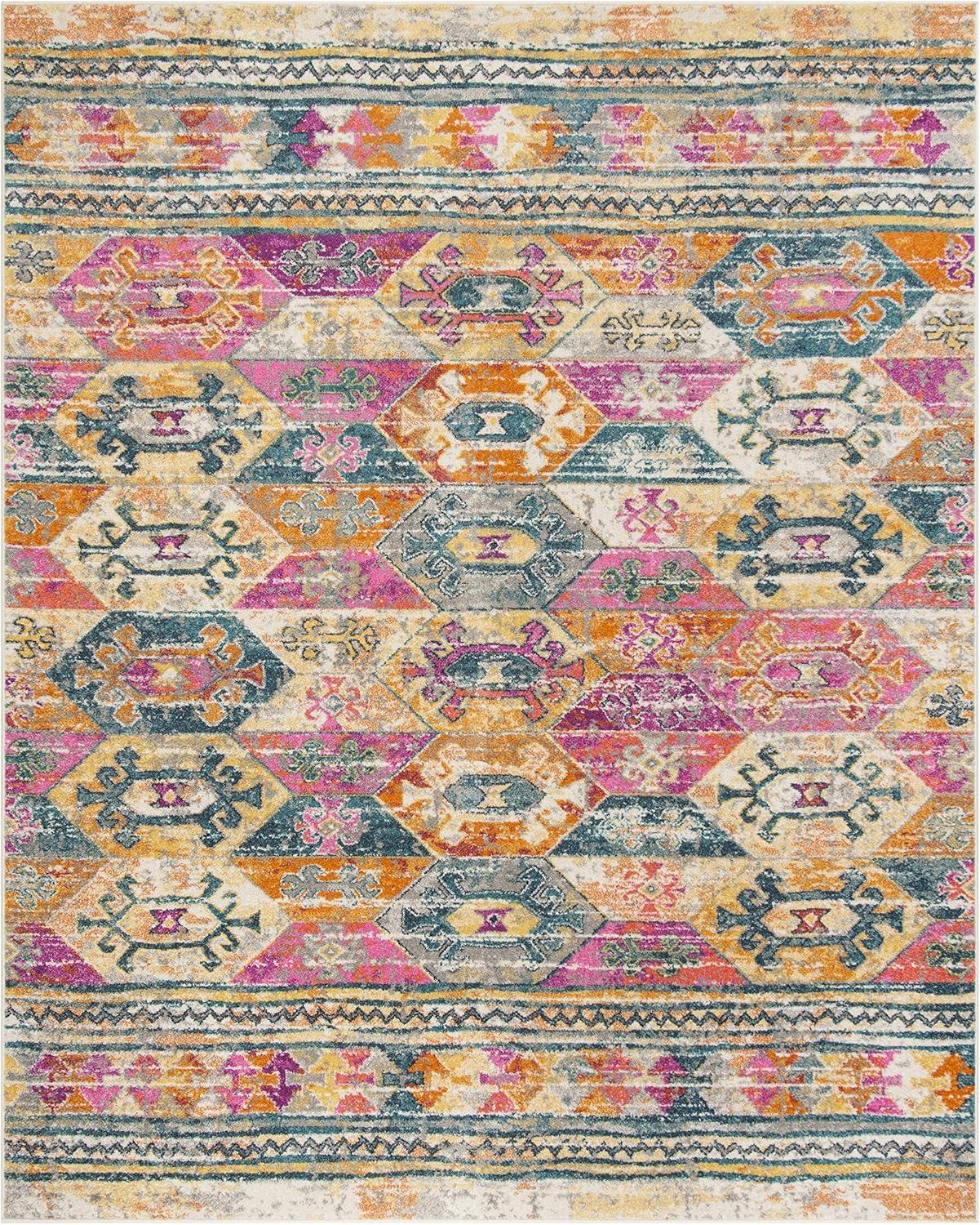 image:imageSAFAVIEH Madison Collection Area Rug 51 x 76 Blue amp Fuchsia Moroccan Boho Distressed Design NonShedding amp Easy Care Ideal for High Traffic Areas in Living Room Bedroom MAD118CBlueFuchsia