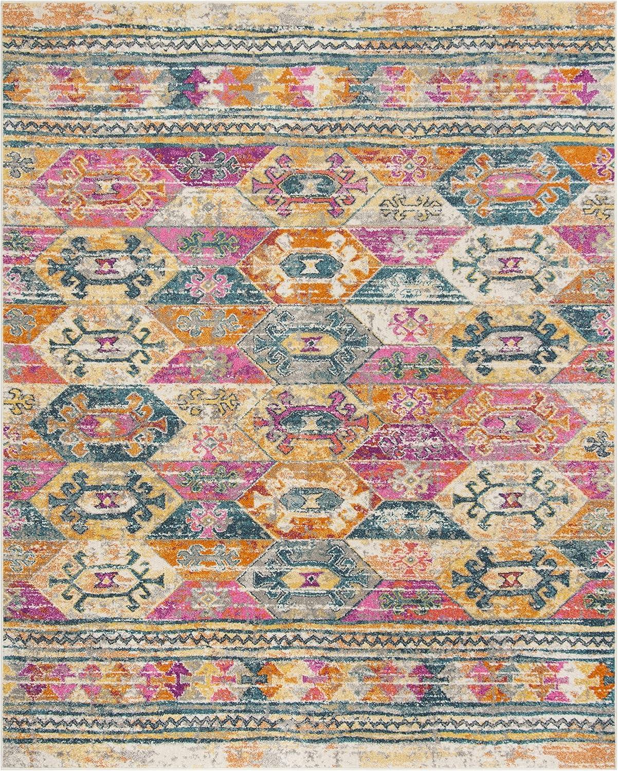 image:imageSAFAVIEH Madison Collection Area Rug 51 x 76 Blue amp Fuchsia Moroccan Boho Distressed Design NonShedding amp Easy Care Ideal for High Traffic Areas in Living Room Bedroom MAD118CBlueFuchsia