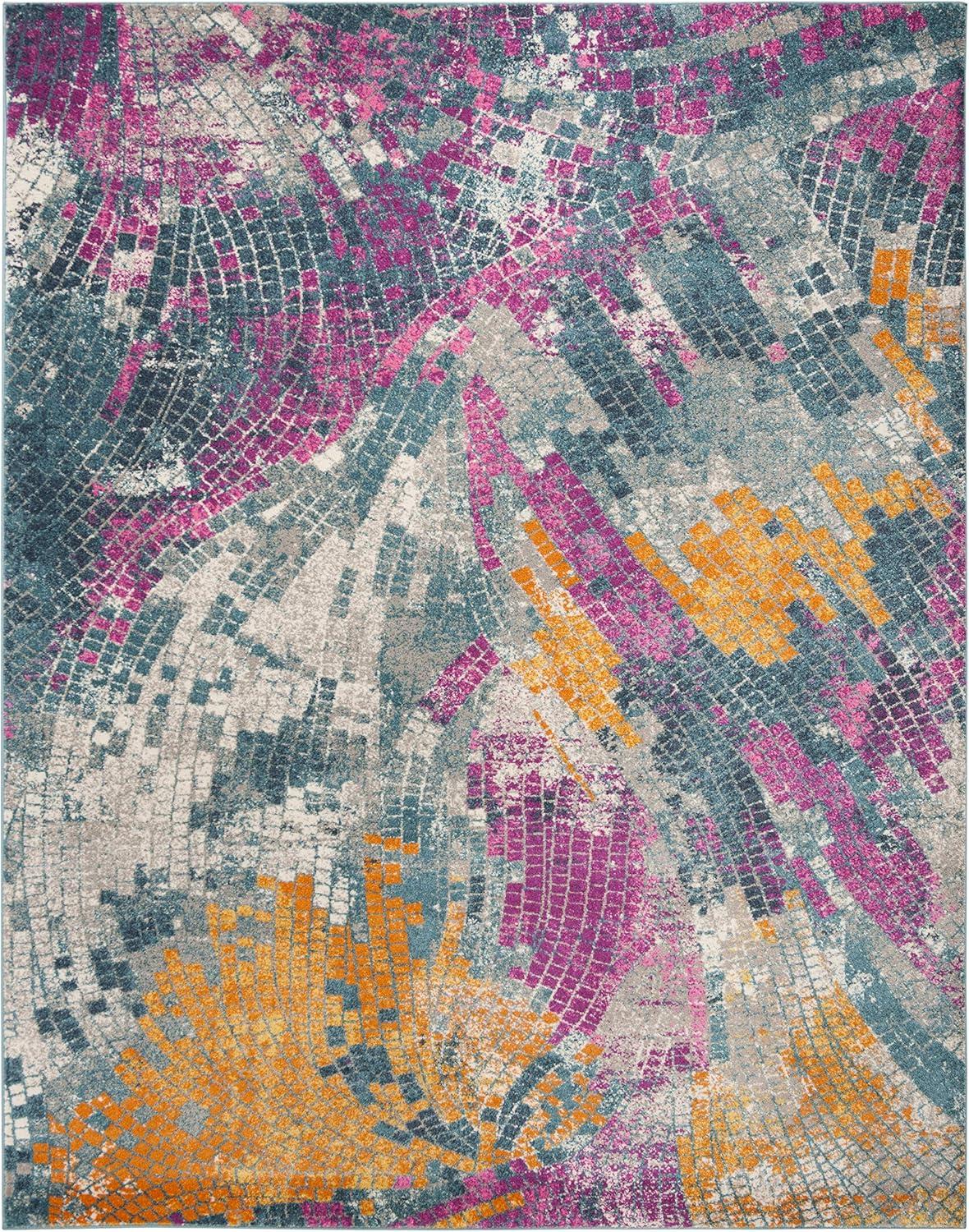 image:imageSAFAVIEH Madison Collection Area Rug 51 x 76 Blue amp Multi Modern Boho Abstract Design NonShedding amp Easy Care Ideal for High Traffic Areas in Living Room Bedroom MAD201MBlueMulti