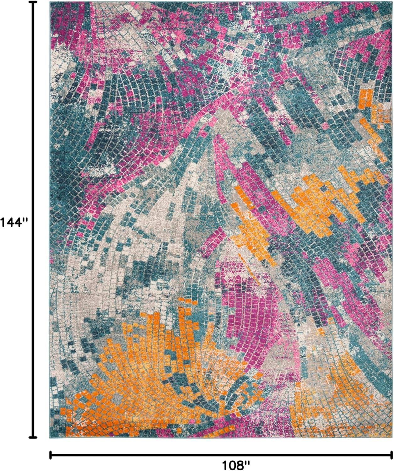 image:imageSAFAVIEH Madison Collection Area Rug 51 x 76 Blue amp Multi Modern Boho Abstract Design NonShedding amp Easy Care Ideal for High Traffic Areas in Living Room Bedroom MAD201MBlueMulti